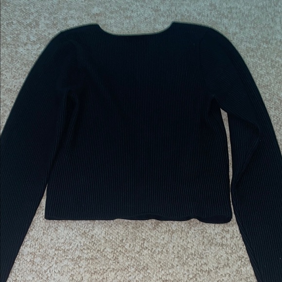 Abercrombie & Fitch Black square neck Ribbed Long Sleeve sweater top - Picture 5 of 5